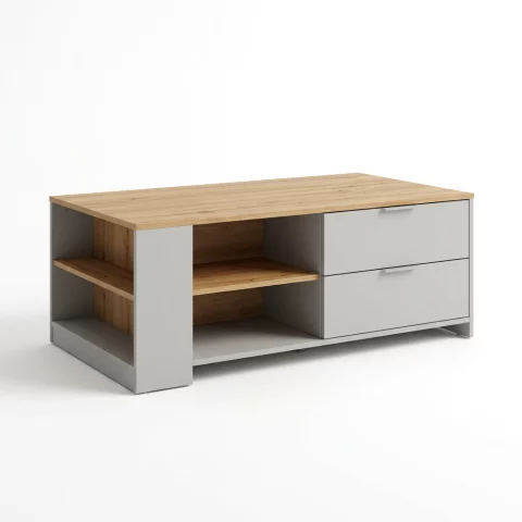 Table basse de salon modèle 704 - 120 cm - 2 tiroirs et niches (visuel non contractuel)